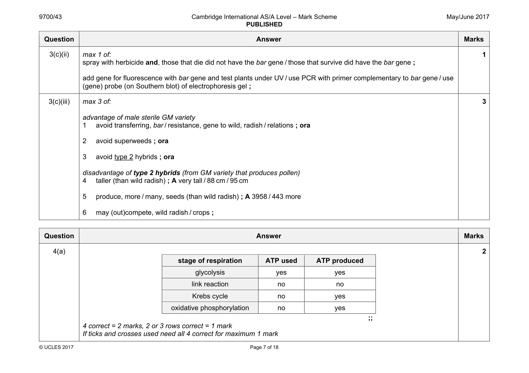 Mark scheme, page 7 of 18