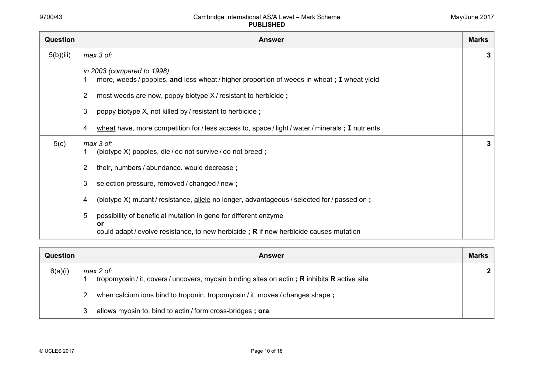Mark scheme, page 10 of 18