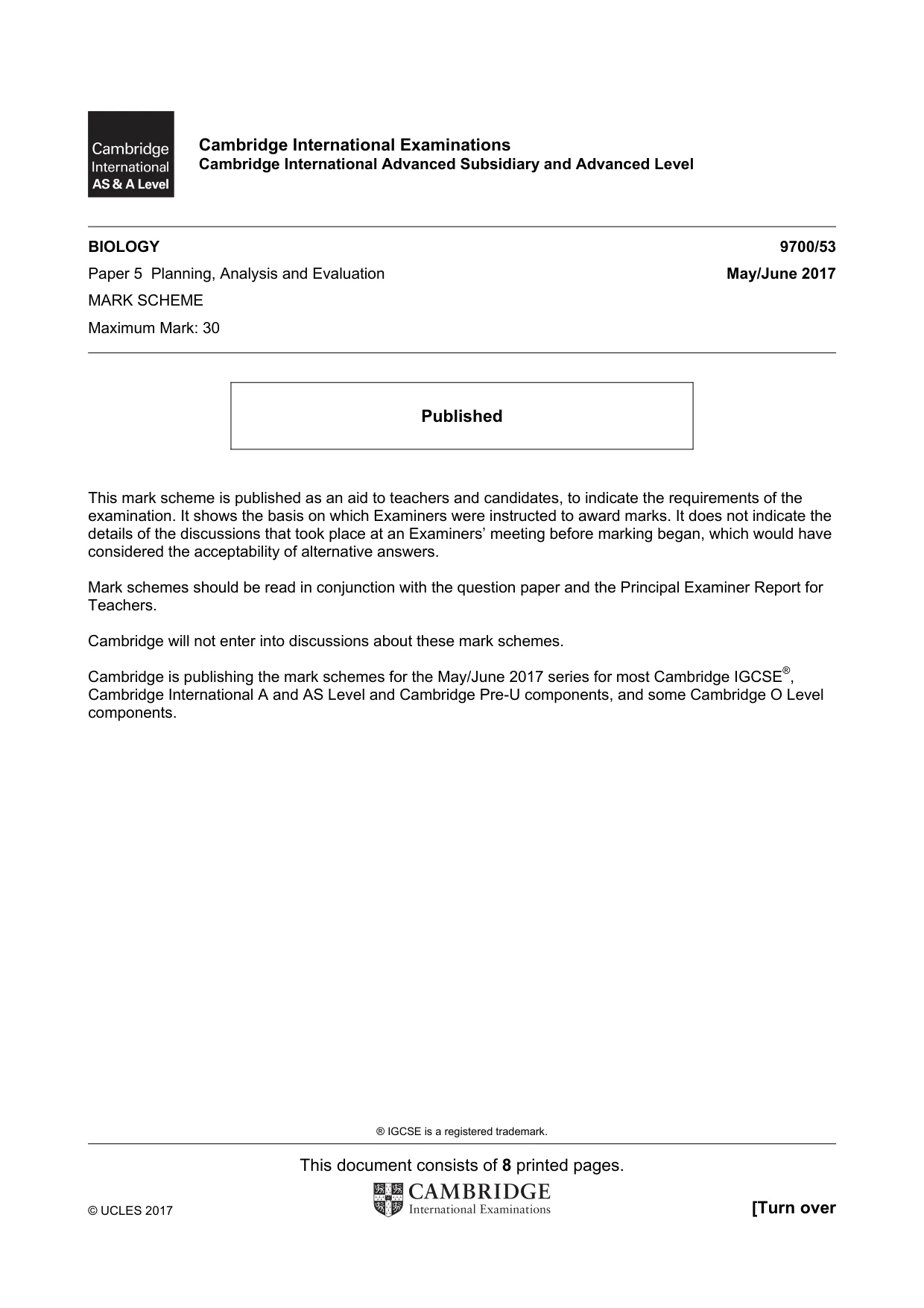 Mark scheme, page 1 of 8