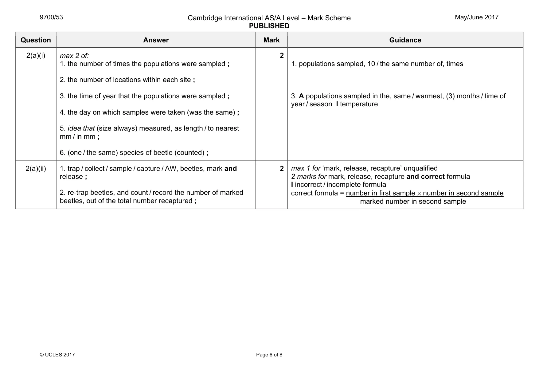 Mark scheme, page 6 of 8