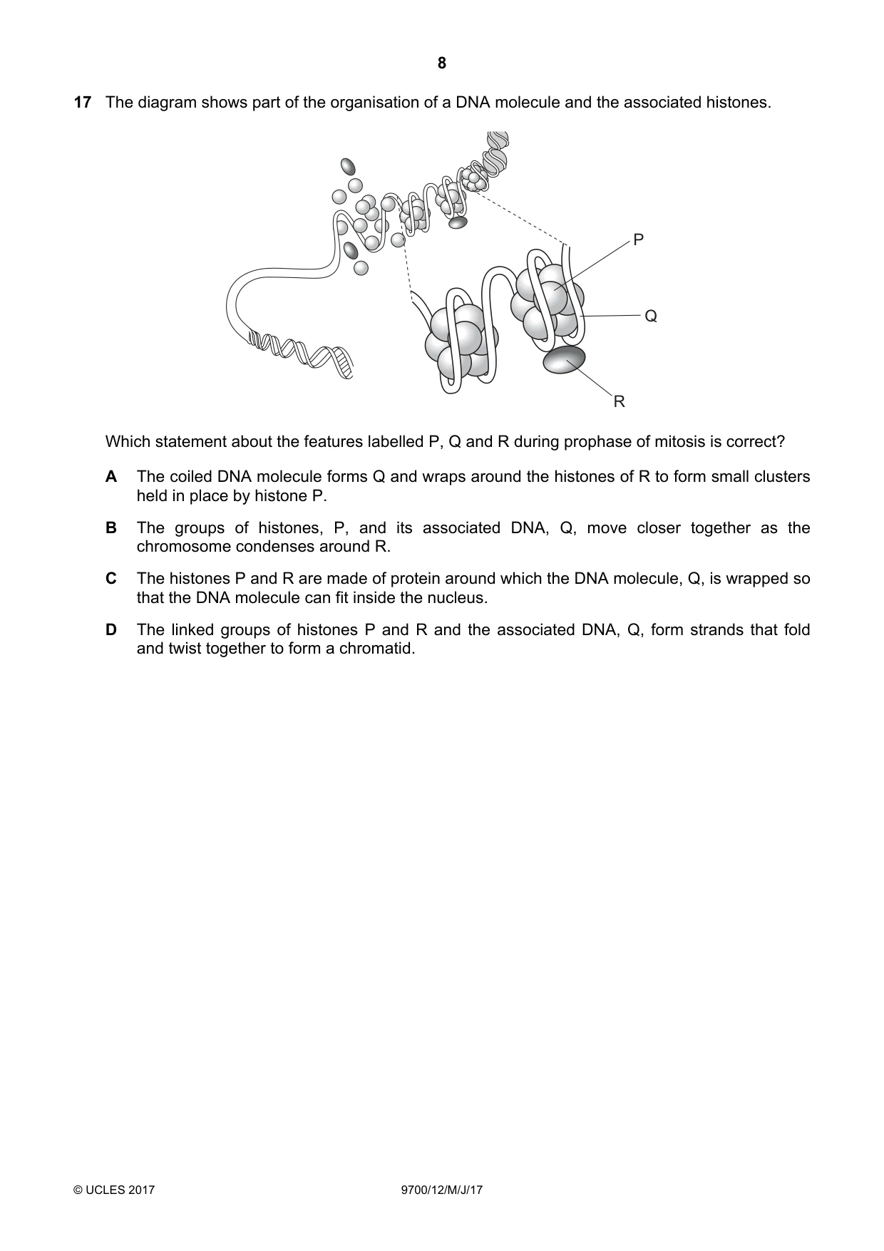 Cambridge A Level Biology 9700 2017 May/June Paper 1 · Variant 2 question paper, page 8 of 20