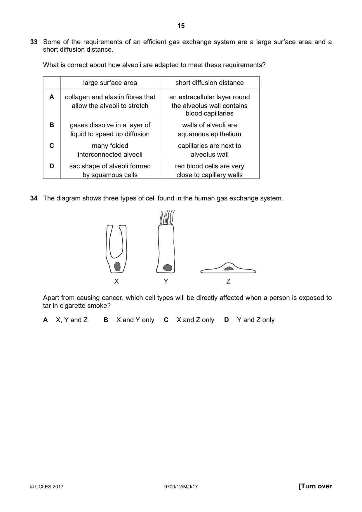 Cambridge A Level Biology 9700 2017 May/June Paper 1 · Variant 2 question paper, page 15 of 20