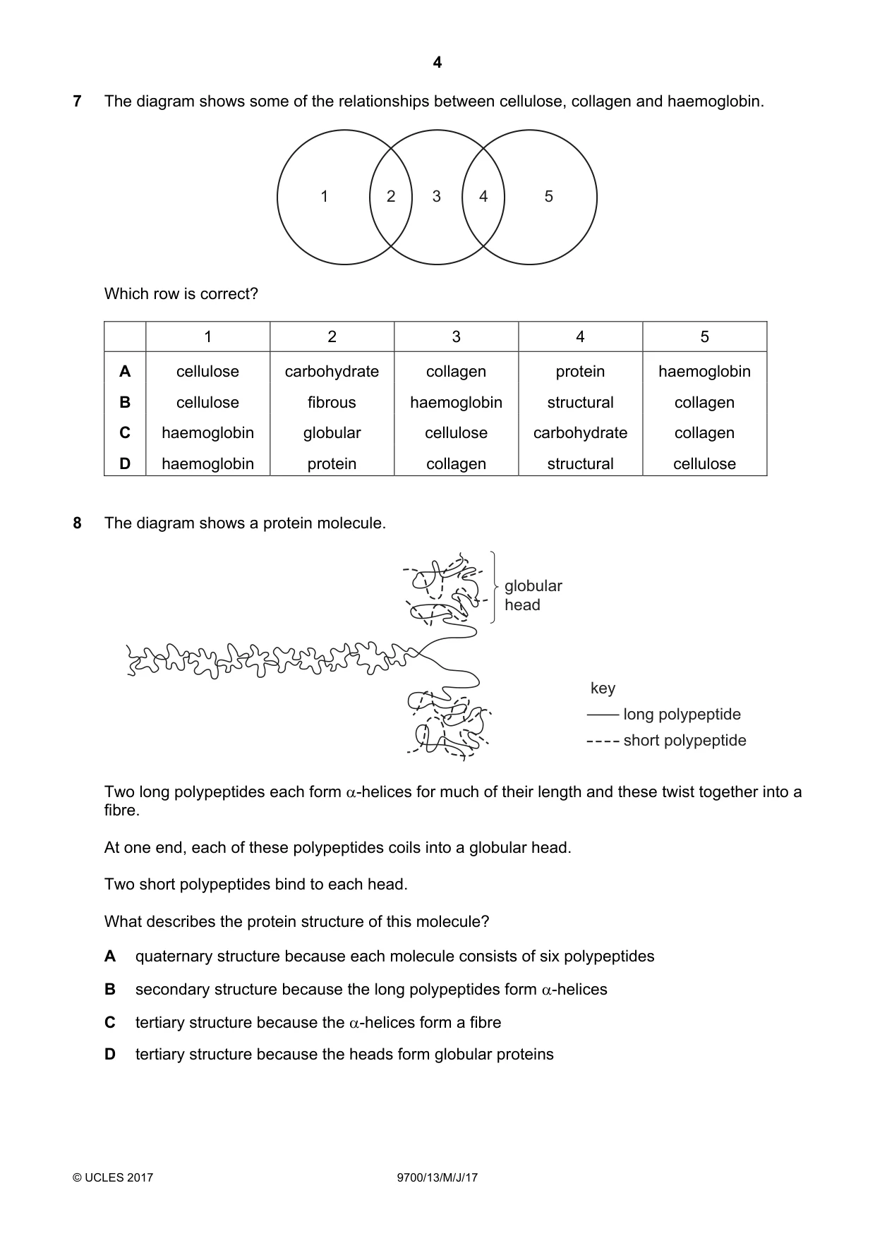 Cambridge A Level Biology 9700 2017 May/June Paper 1 · Variant 3 question paper, page 4 of 20