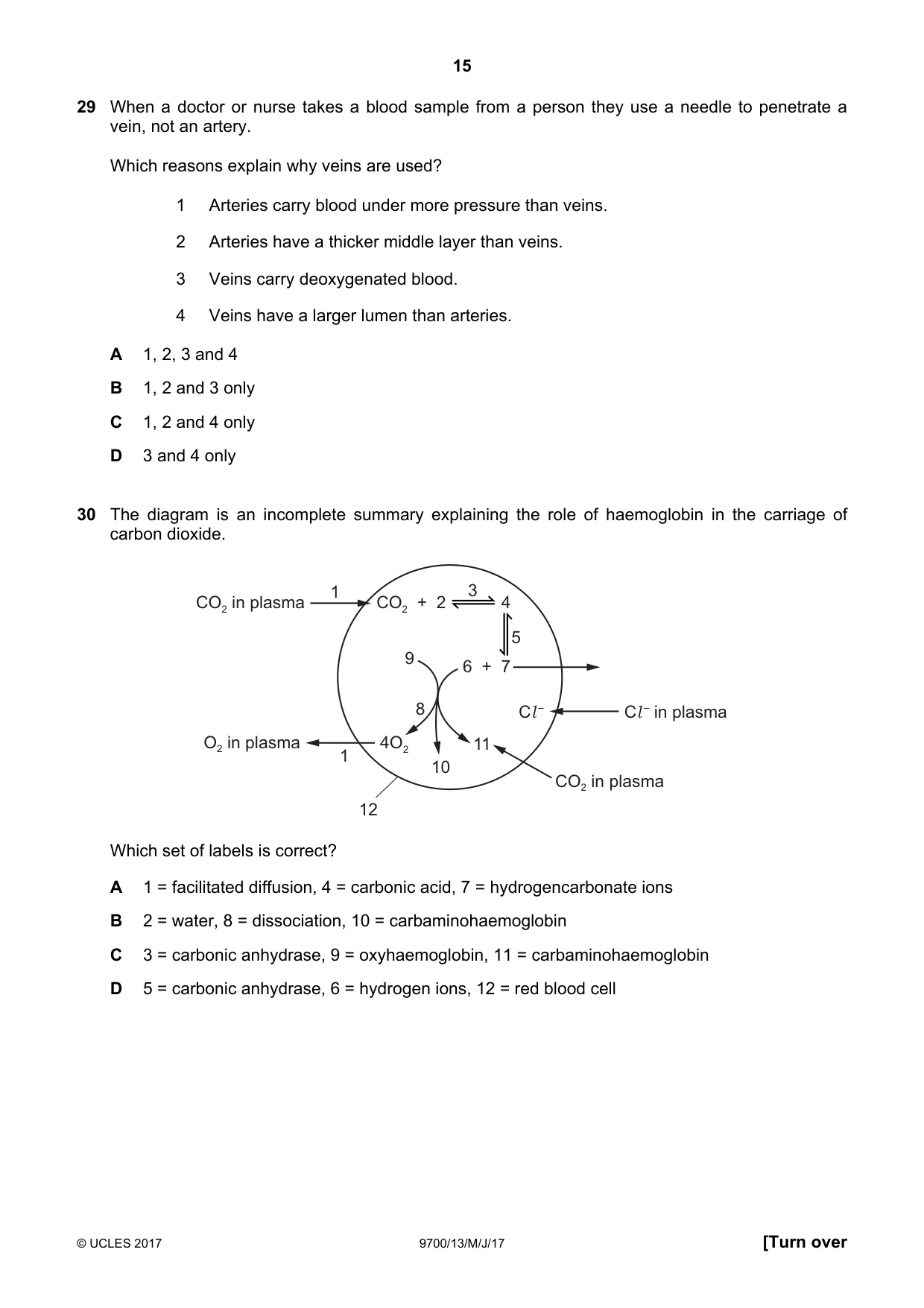 Cambridge A Level Biology 9700 2017 May/June Paper 1 · Variant 3 question paper, page 15 of 20