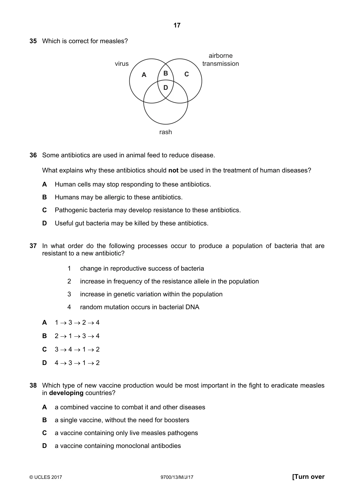 Cambridge A Level Biology 9700 2017 May/June Paper 1 · Variant 3 question paper, page 17 of 20