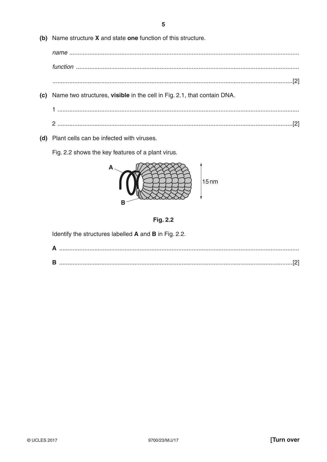 Cambridge A Level Biology 9700 2017 May/June Paper 2 · Variant 3 question paper, page 5 of 12