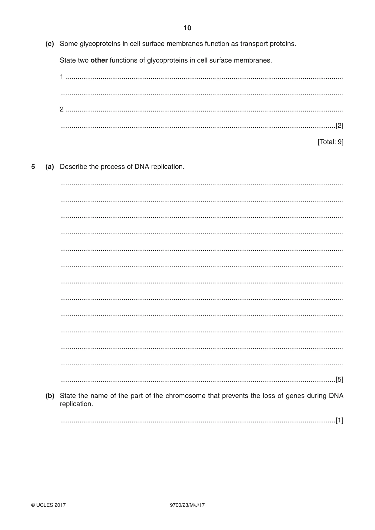 Cambridge A Level Biology 9700 2017 May/June Paper 2 · Variant 3 question paper, page 10 of 12