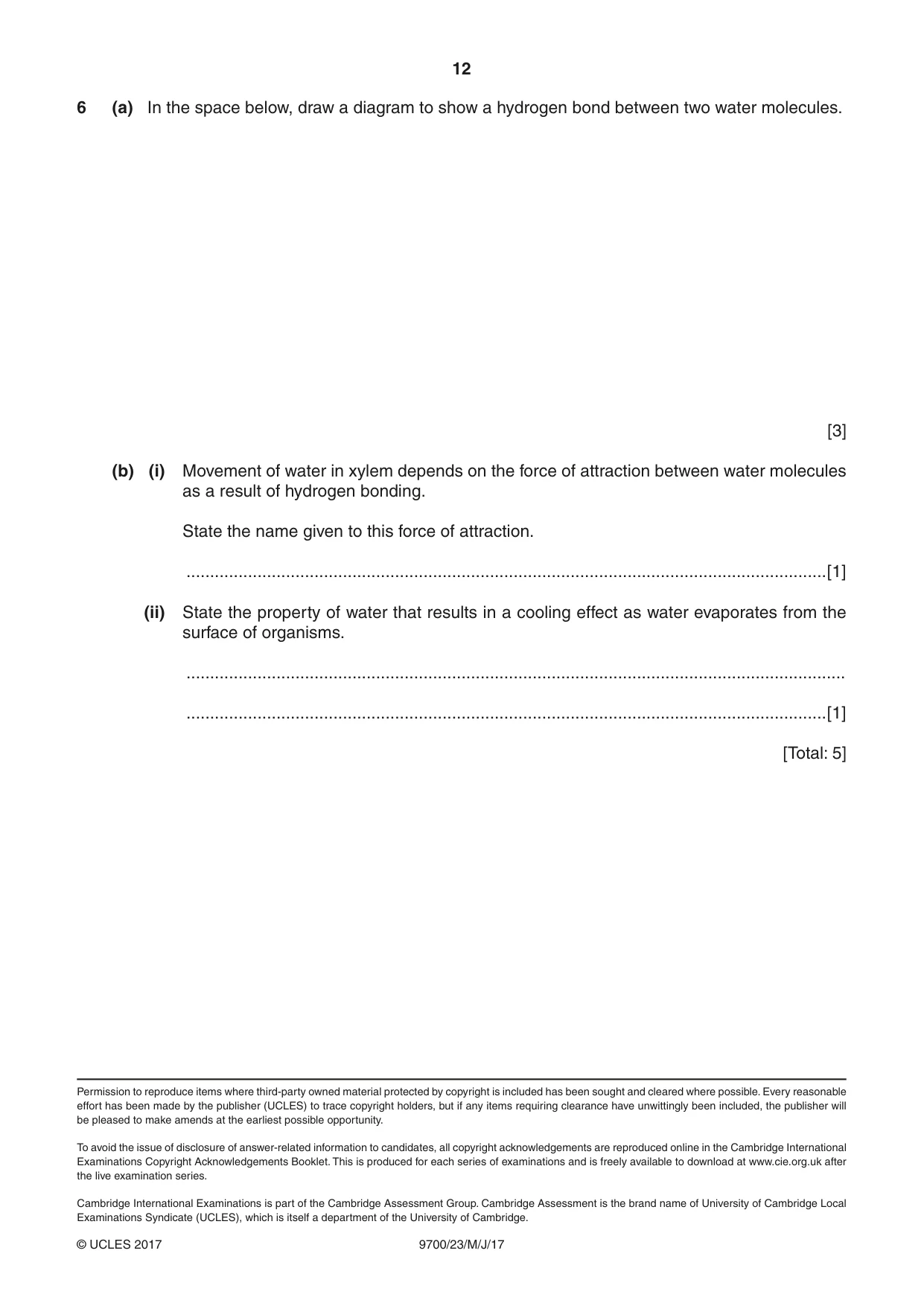 Cambridge A Level Biology 9700 2017 May/June Paper 2 · Variant 3 question paper, page 12 of 12