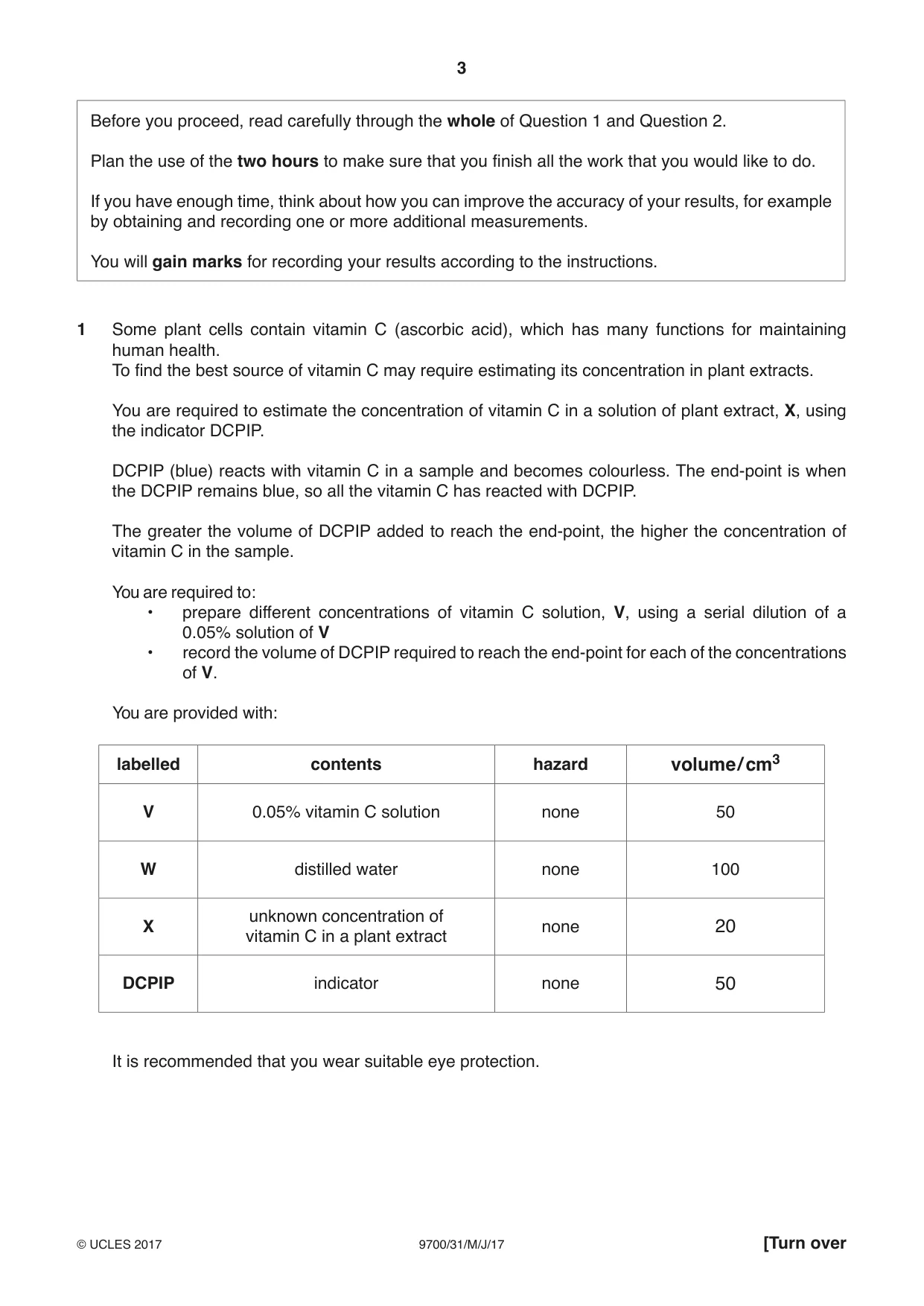 Cambridge A Level Biology 9700 2017 May/June Paper 3 · Variant 1 question paper, page 3 of 16