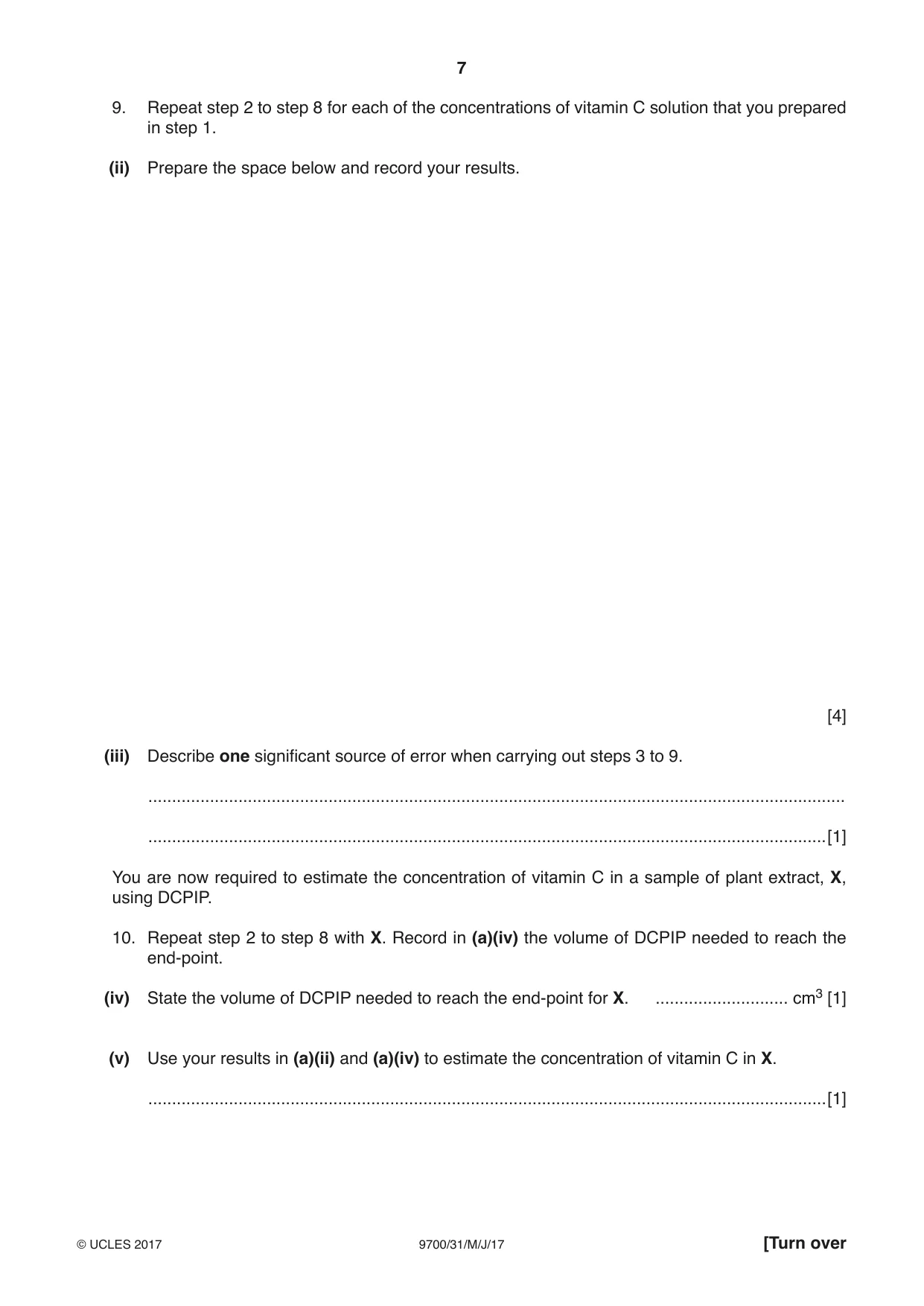 Cambridge A Level Biology 9700 2017 May/June Paper 3 · Variant 1 question paper, page 7 of 16