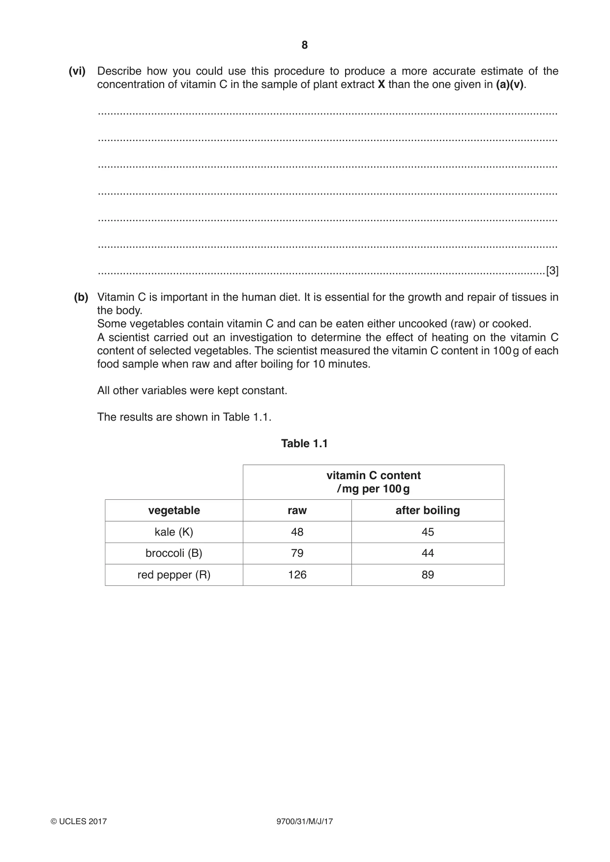 Cambridge A Level Biology 9700 2017 May/June Paper 3 · Variant 1 question paper, page 8 of 16