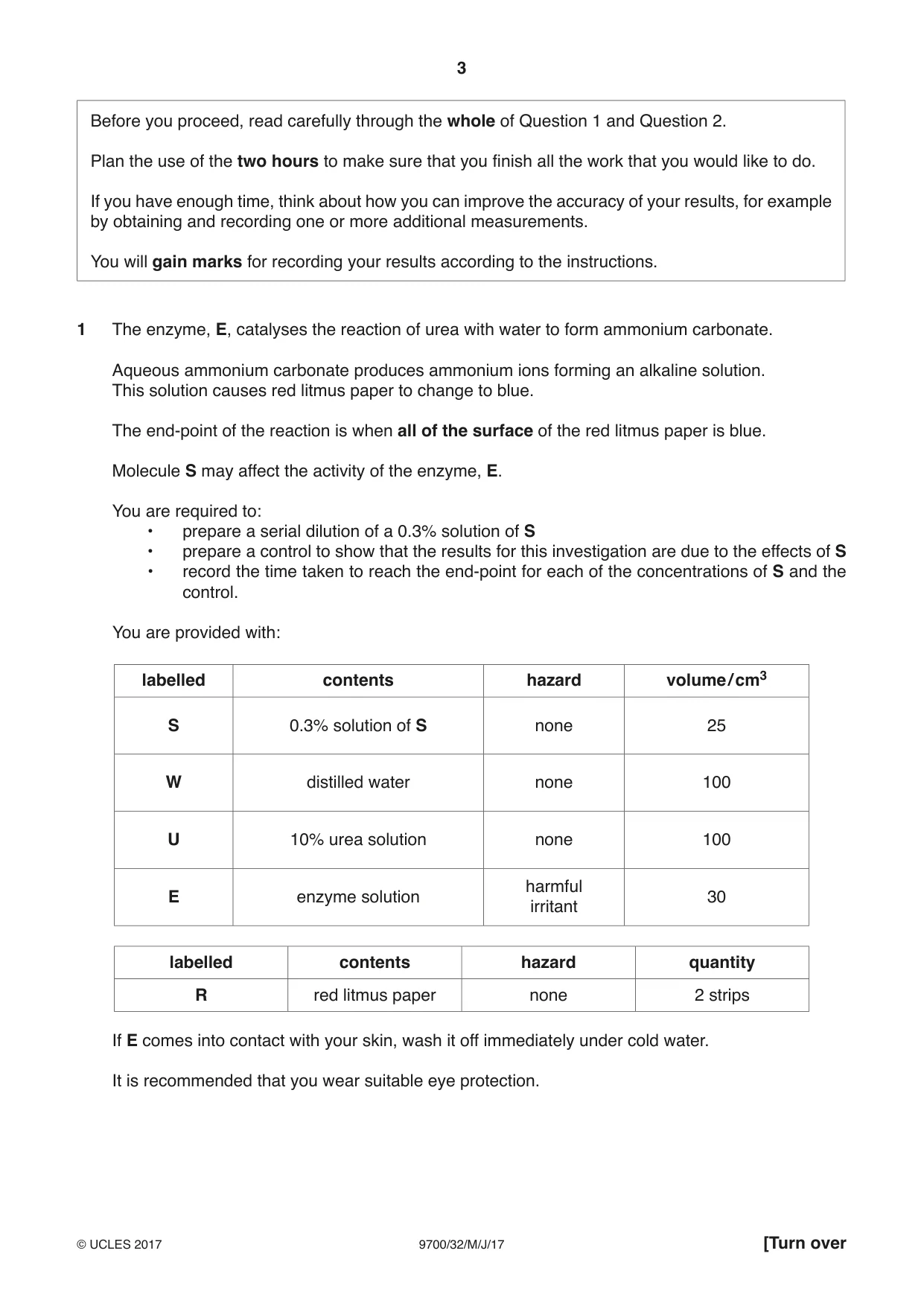 Cambridge A Level Biology 9700 2017 May/June Paper 3 · Variant 2 question paper, page 3 of 16