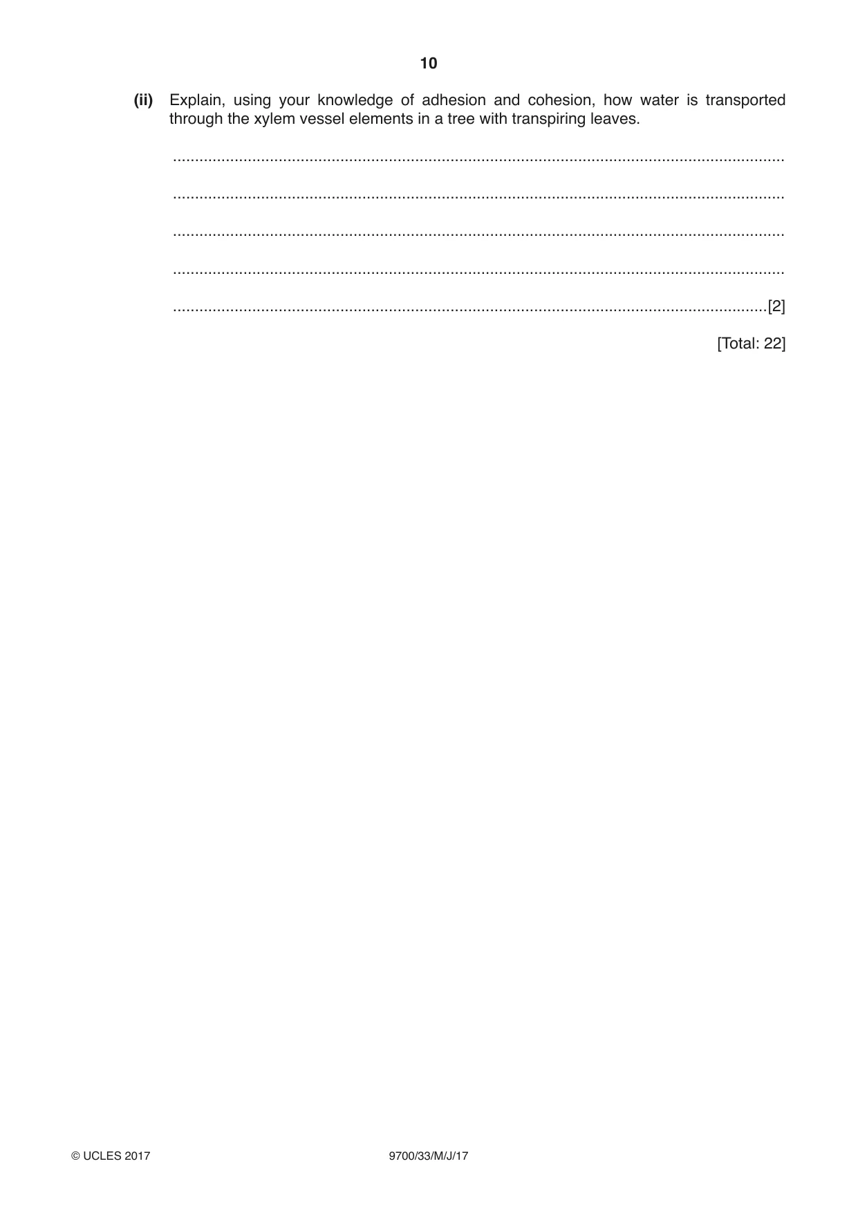Cambridge A Level Biology 9700 2017 May/June Paper 3 · Variant 3 question paper, page 10 of 12