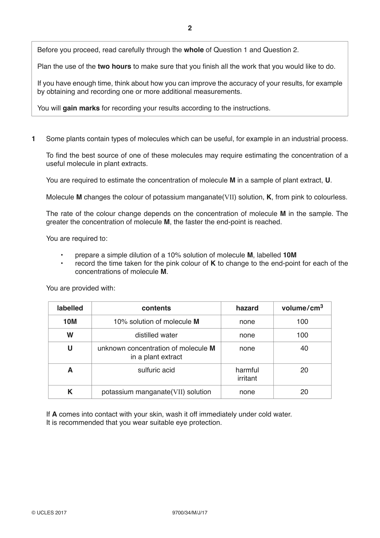Cambridge A Level Biology 9700 2017 May/June Paper 3 · Variant 4 question paper, page 2 of 16