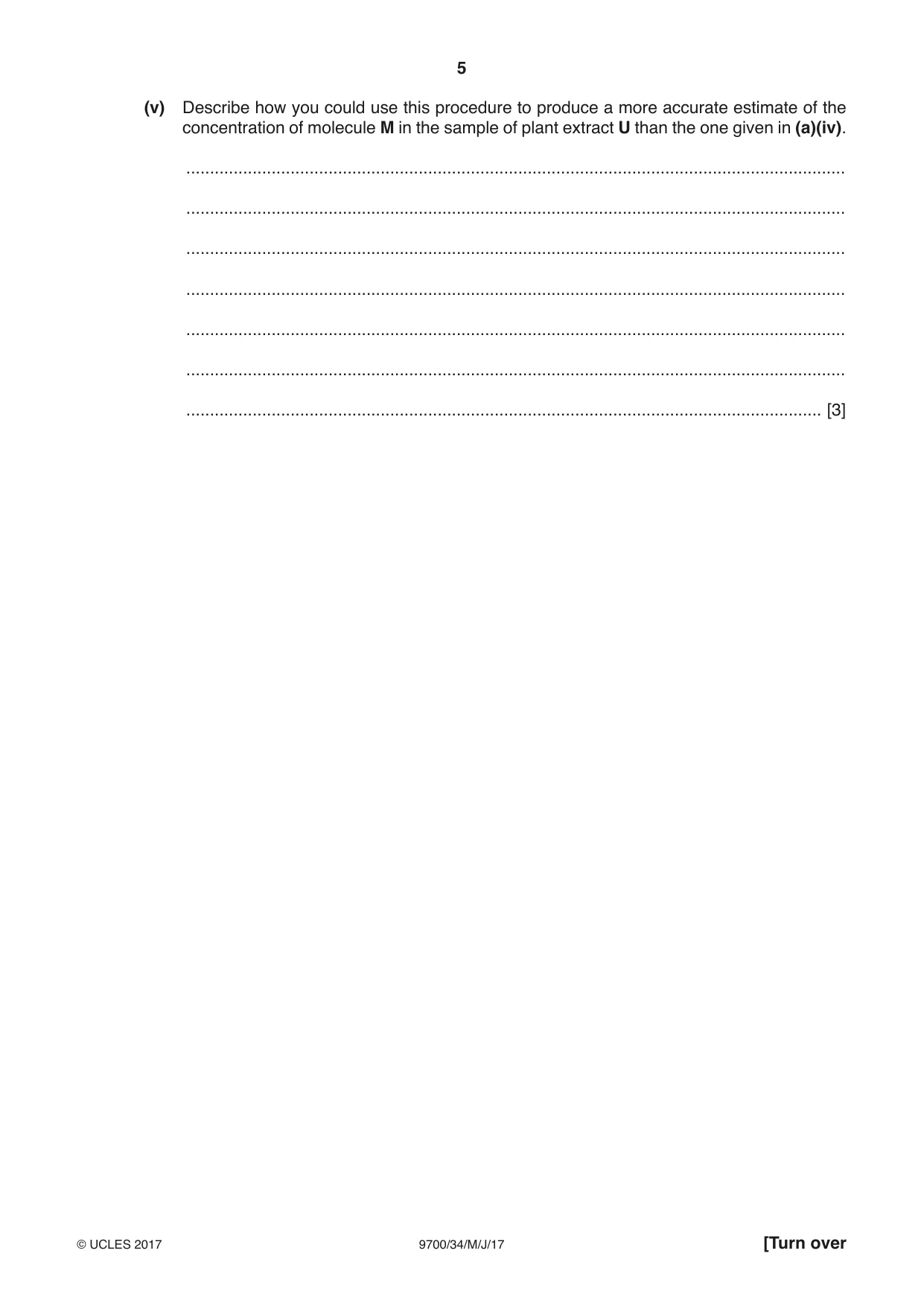 Cambridge A Level Biology 9700 2017 May/June Paper 3 · Variant 4 question paper, page 5 of 16