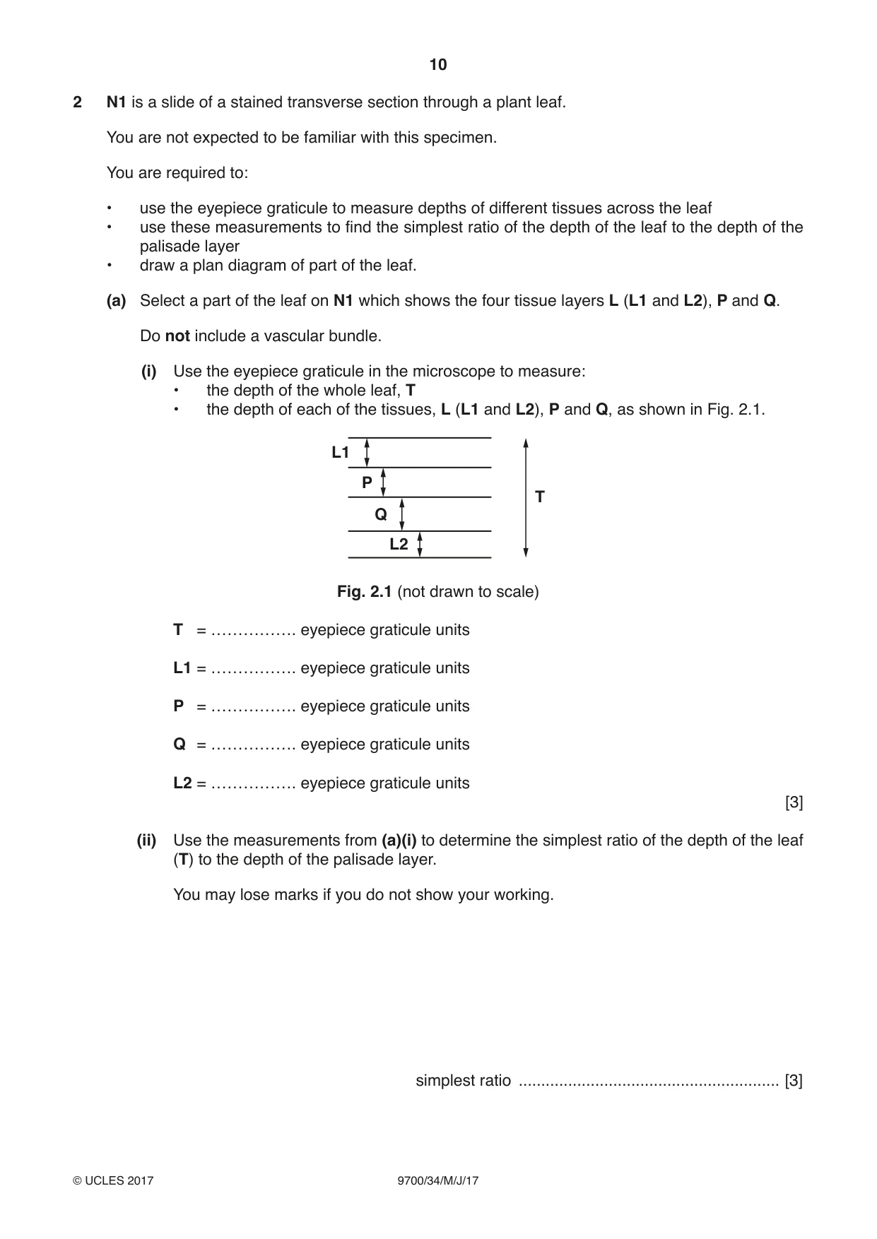 Cambridge A Level Biology 9700 2017 May/June Paper 3 · Variant 4 question paper, page 10 of 16