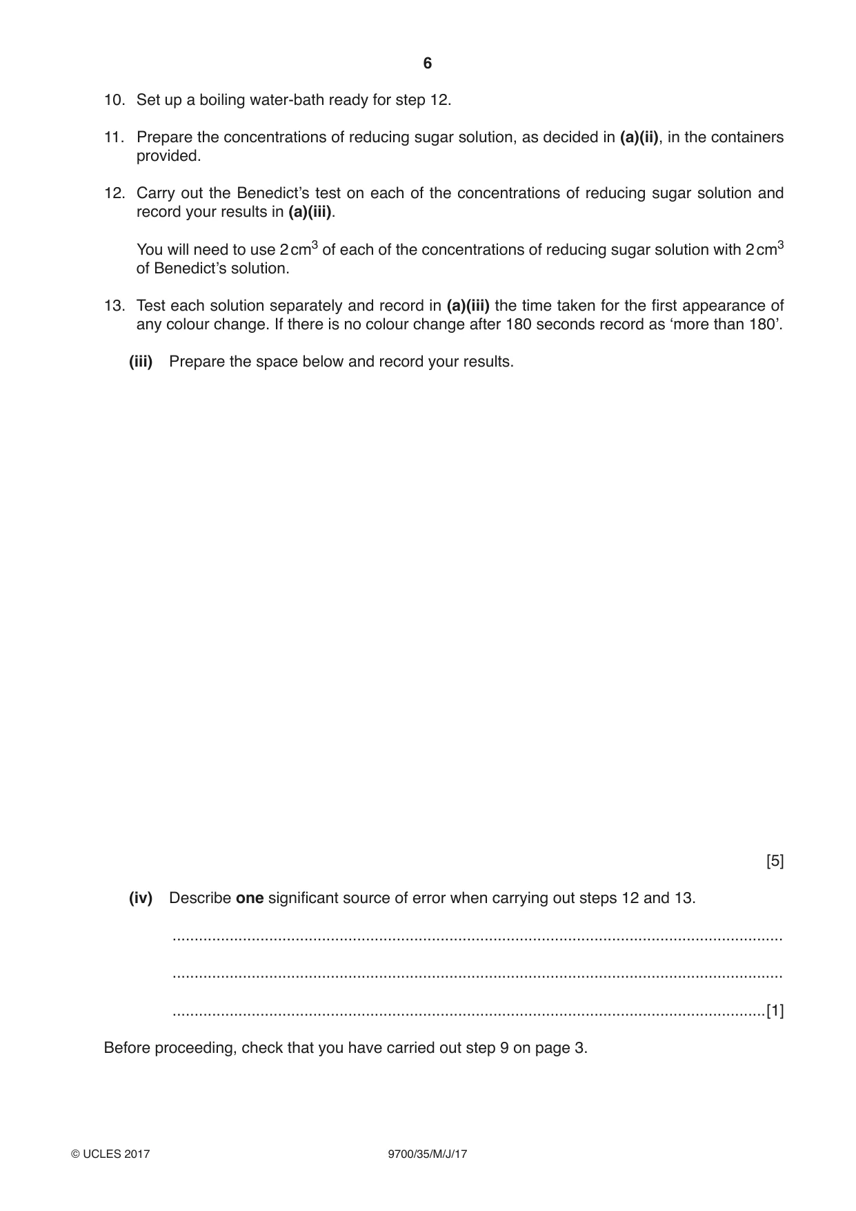 Cambridge A Level Biology 9700 2017 May/June Paper 3 · Variant 5 question paper, page 6 of 16