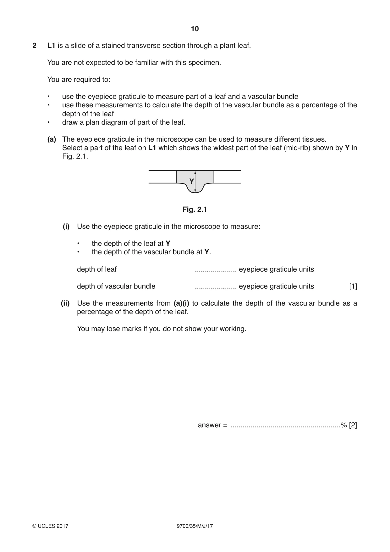 Cambridge A Level Biology 9700 2017 May/June Paper 3 · Variant 5 question paper, page 10 of 16