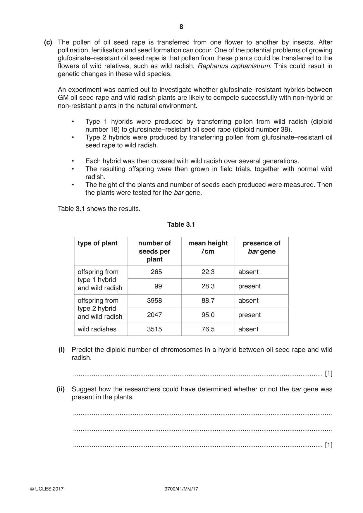Cambridge A Level Biology 9700 2017 May/June Paper 4 · Variant 1 question paper, page 8 of 24