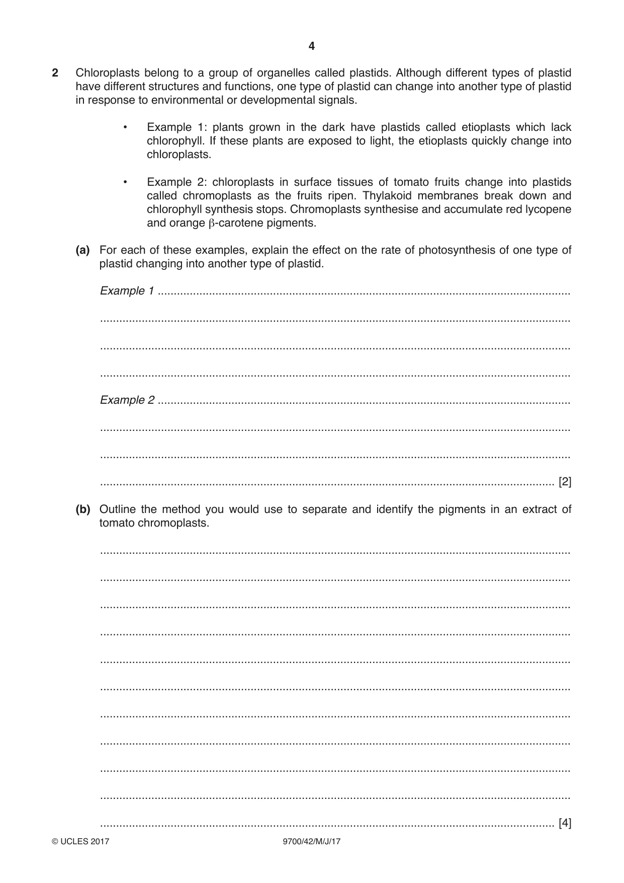 Cambridge A Level Biology 9700 2017 May/June Paper 4 · Variant 2 question paper, page 4 of 24