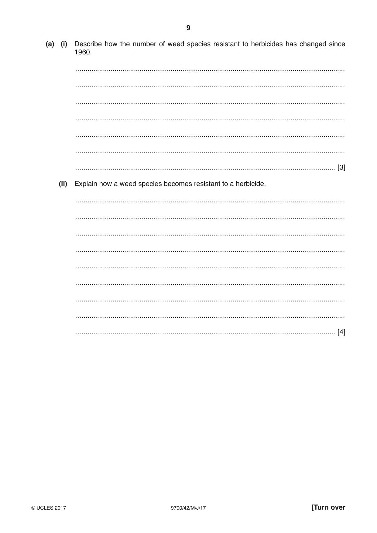 Cambridge A Level Biology 9700 2017 May/June Paper 4 · Variant 2 question paper, page 9 of 24