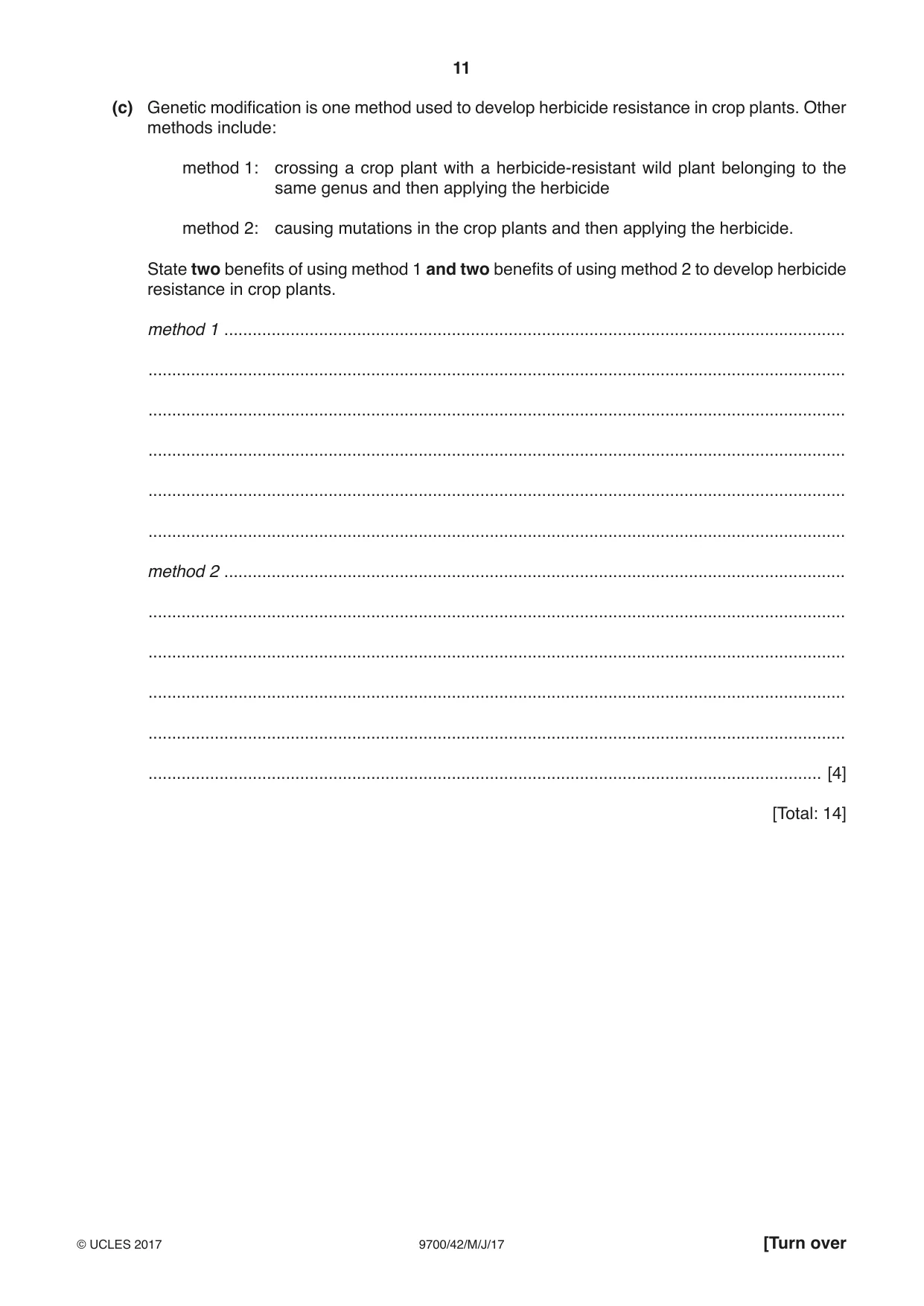 Cambridge A Level Biology 9700 2017 May/June Paper 4 · Variant 2 question paper, page 11 of 24