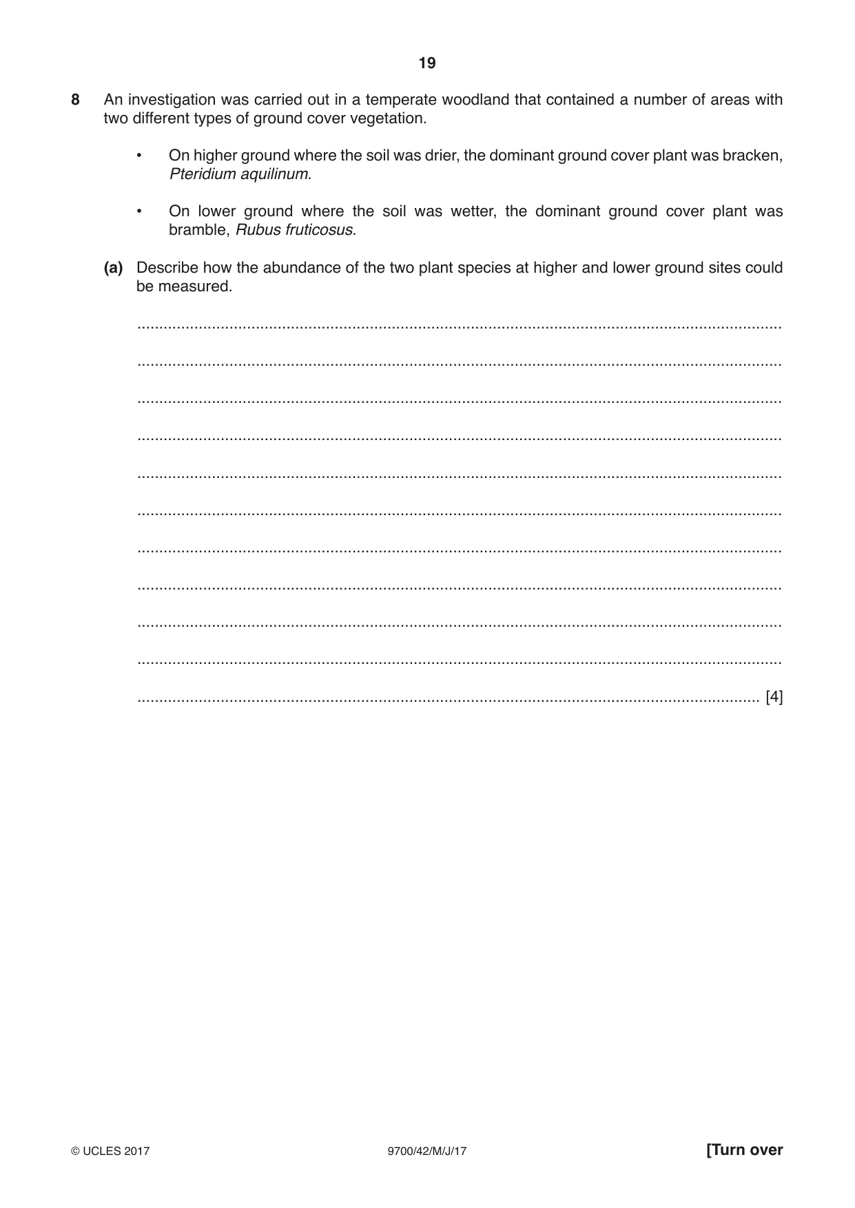 Cambridge A Level Biology 9700 2017 May/June Paper 4 · Variant 2 question paper, page 19 of 24