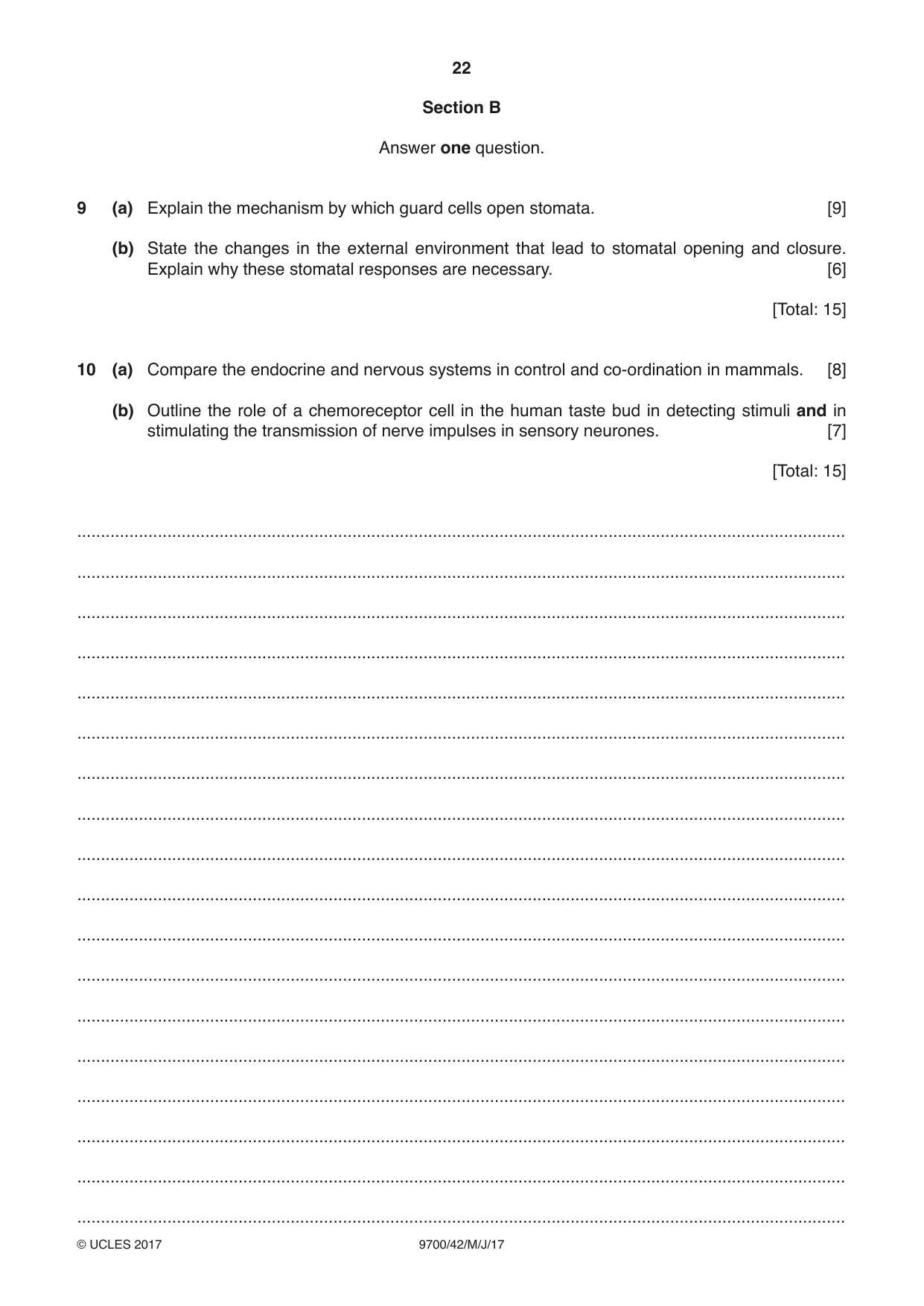 Cambridge A Level Biology 9700 2017 May/June Paper 4 · Variant 2 question paper, page 22 of 24
