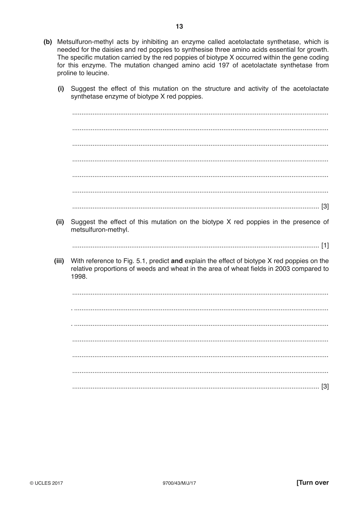 Cambridge A Level Biology 9700 2017 May/June Paper 4 · Variant 3 question paper, page 13 of 24