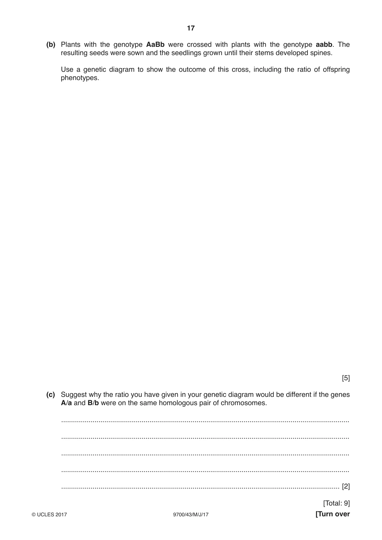 Cambridge A Level Biology 9700 2017 May/June Paper 4 · Variant 3 question paper, page 17 of 24