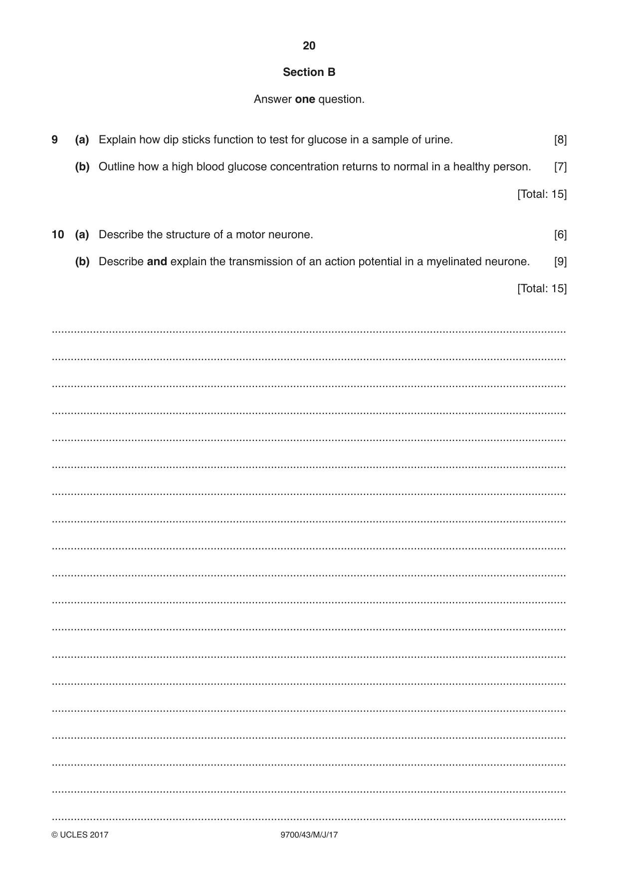 Cambridge A Level Biology 9700 2017 May/June Paper 4 · Variant 3 question paper, page 20 of 24