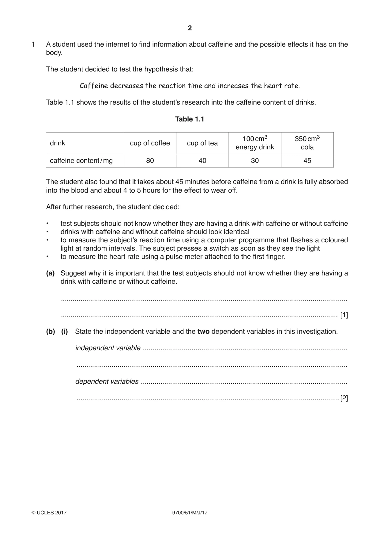 Cambridge A Level Biology 9700 2017 May/June Paper 5 · Variant 1 question paper, page 2 of 12
