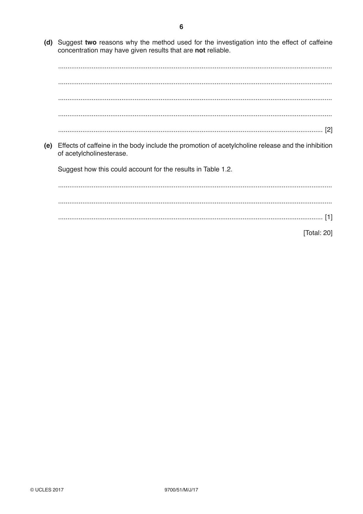 Cambridge A Level Biology 9700 2017 May/June Paper 5 · Variant 1 question paper, page 6 of 12