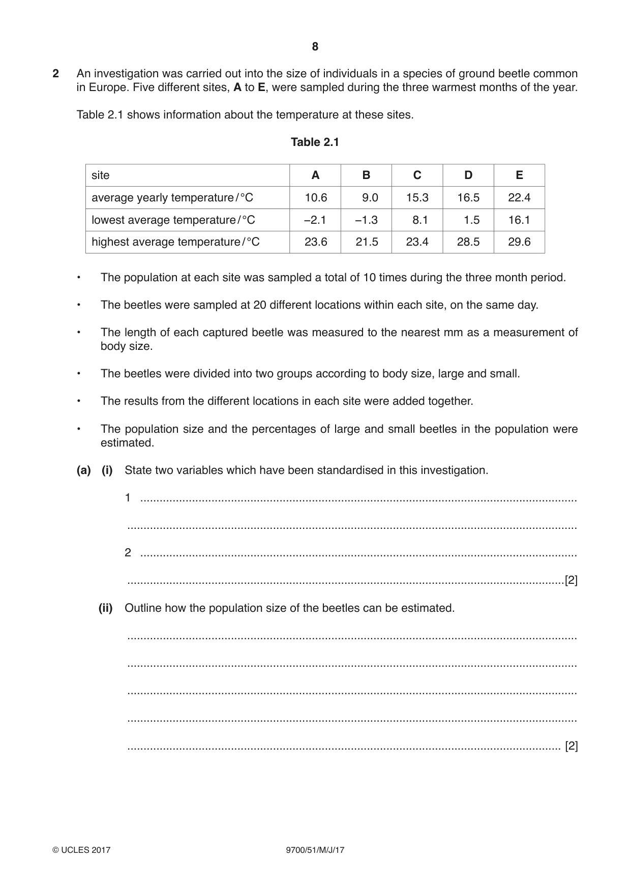 Cambridge A Level Biology 9700 2017 May/June Paper 5 · Variant 1 question paper, page 8 of 12