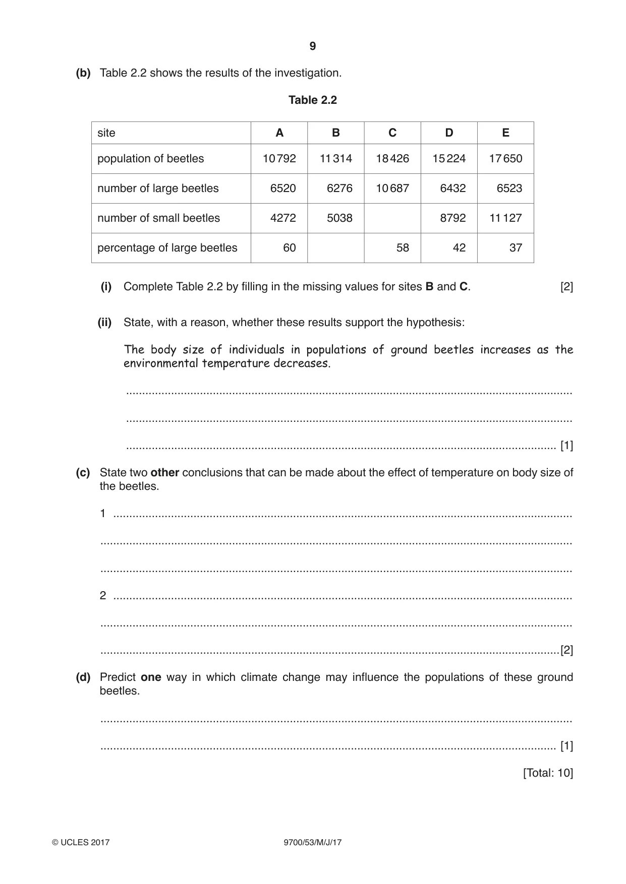Cambridge A Level Biology 9700 2017 May/June Paper 5 · Variant 3 question paper, page 9 of 12