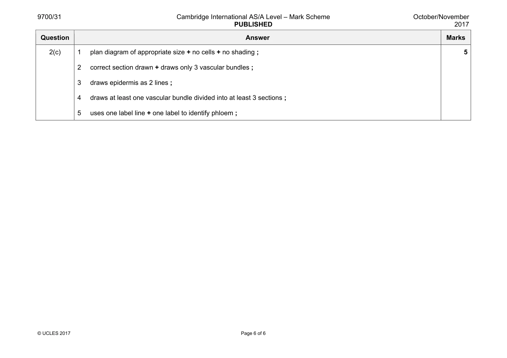 Mark scheme, page 6 of 6