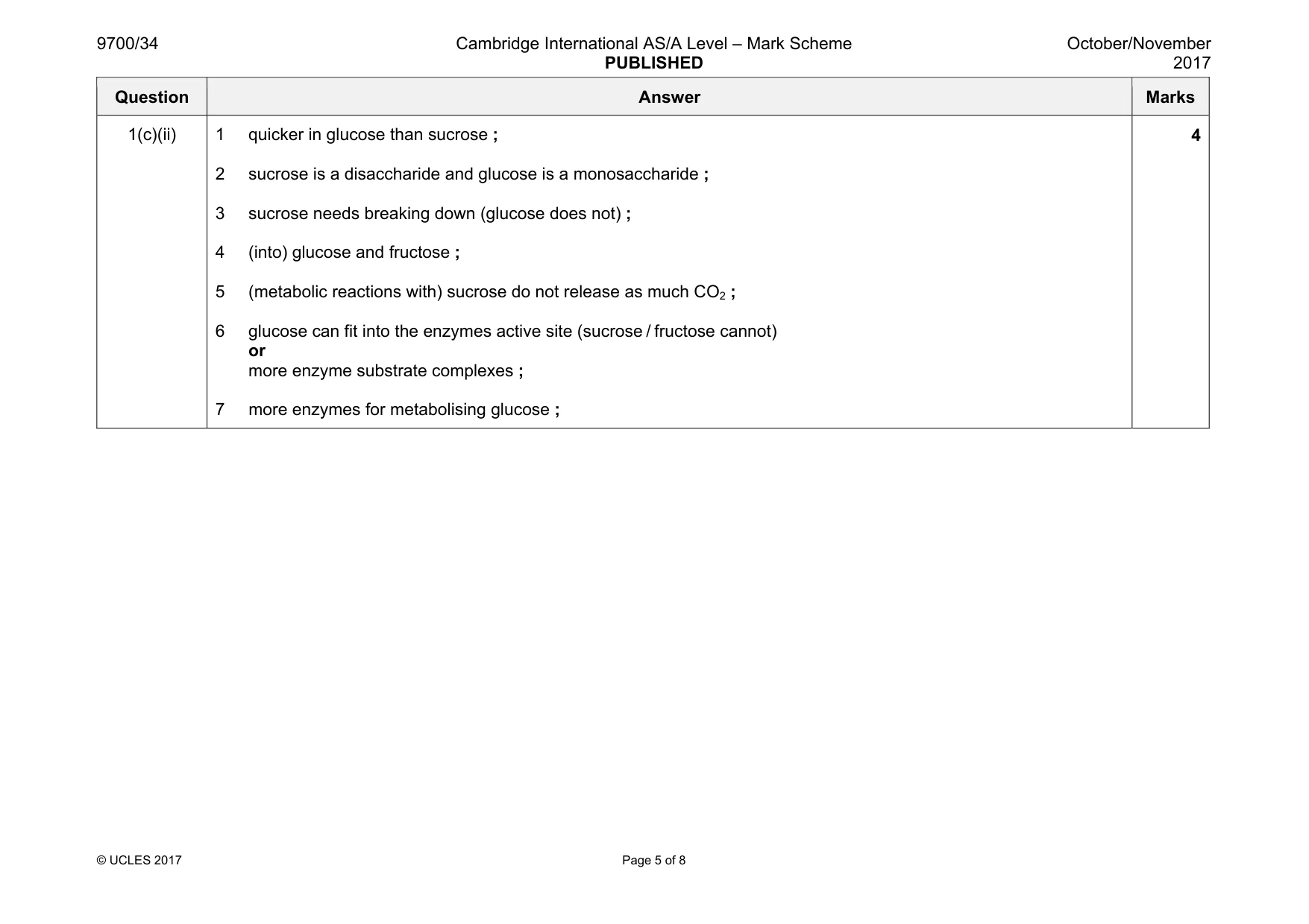 Mark scheme, page 5 of 8