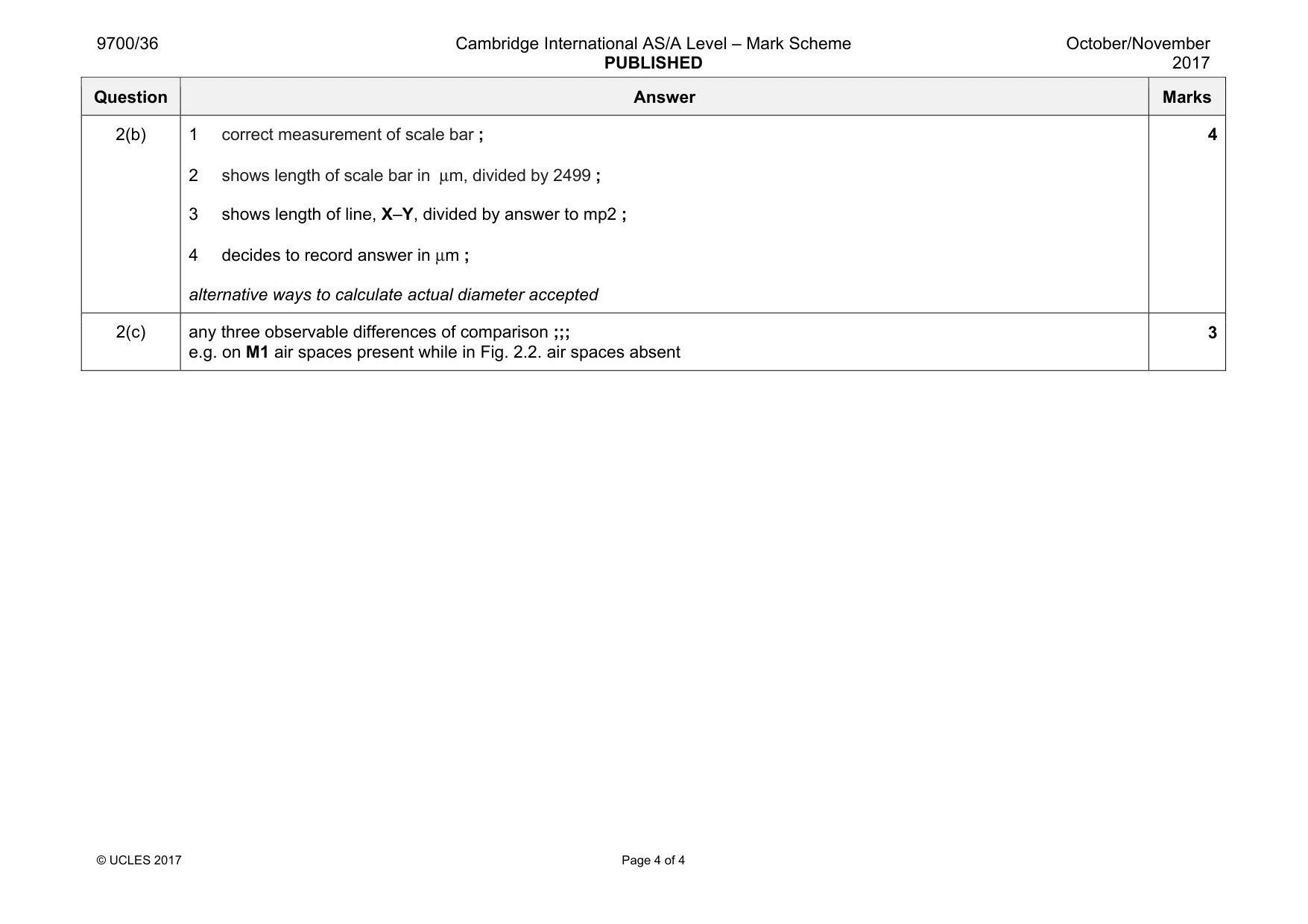 Mark scheme, page 4 of 4