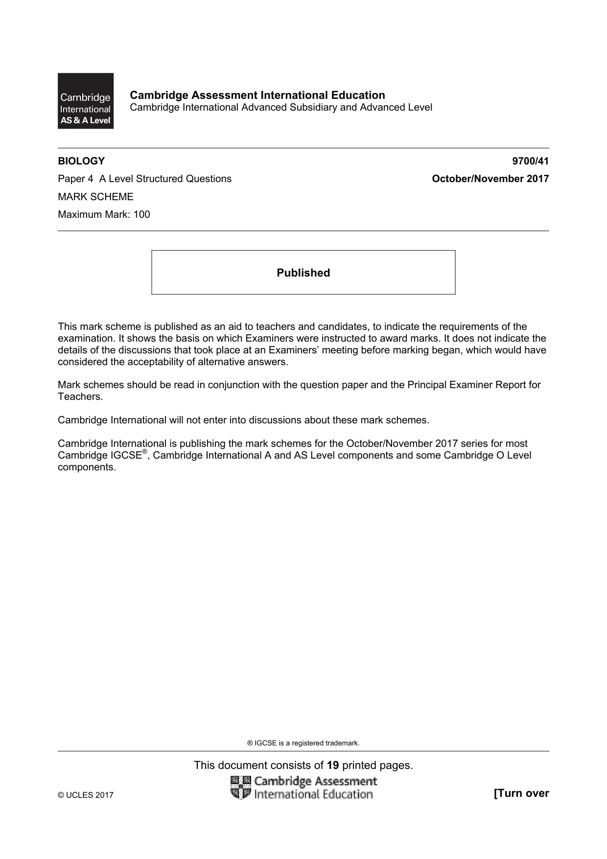 Mark scheme, page 1 of 19