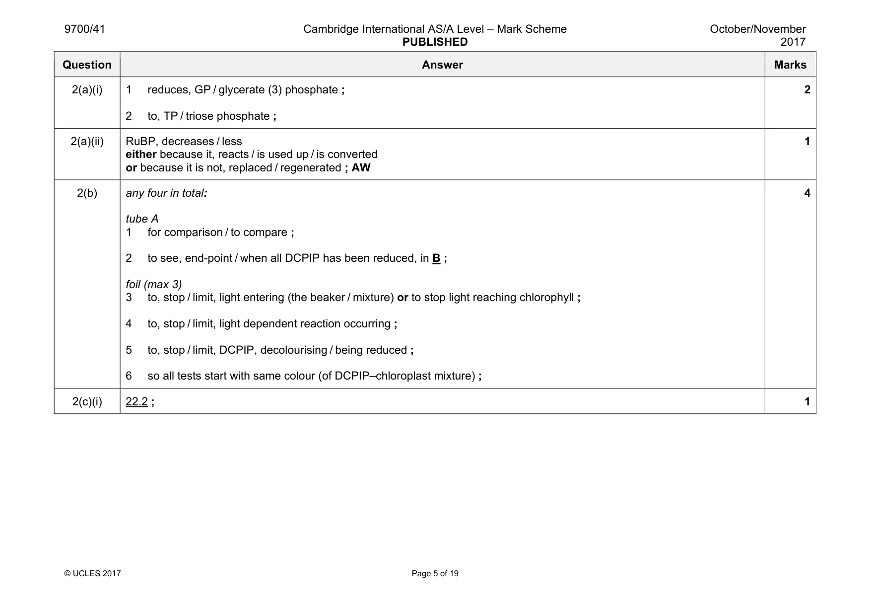 Mark scheme, page 5 of 19