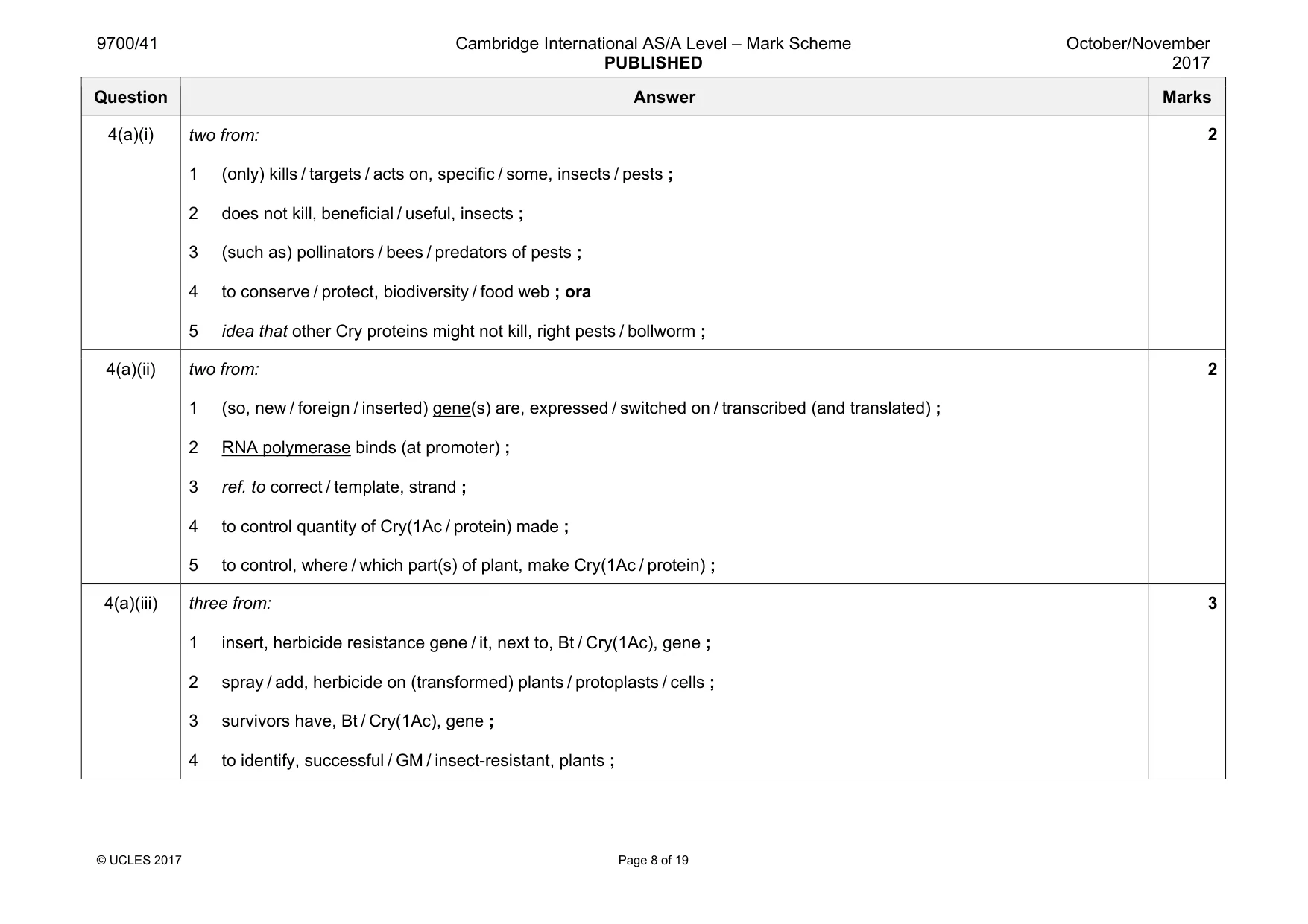 Mark scheme, page 8 of 19