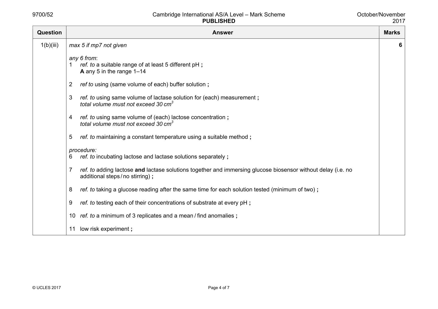 Mark scheme, page 4 of 7