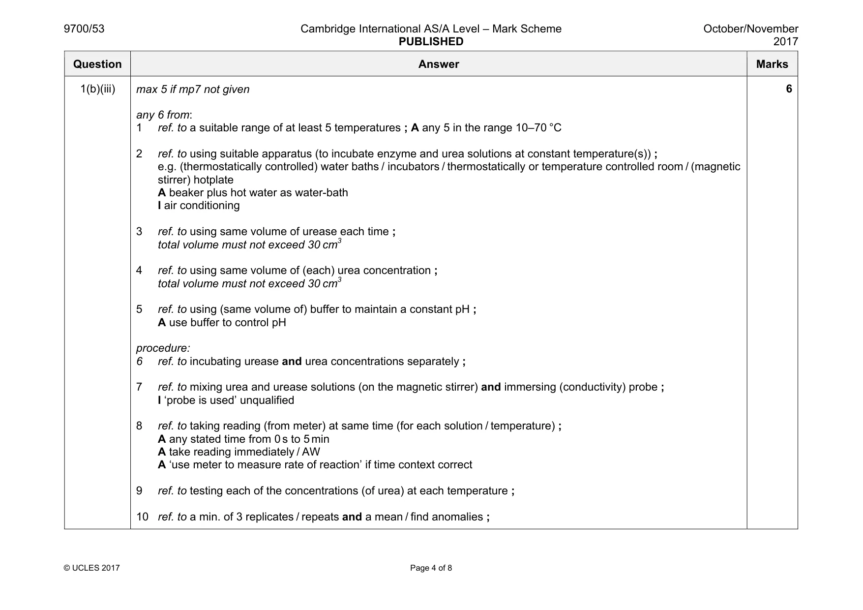 Mark scheme, page 4 of 8