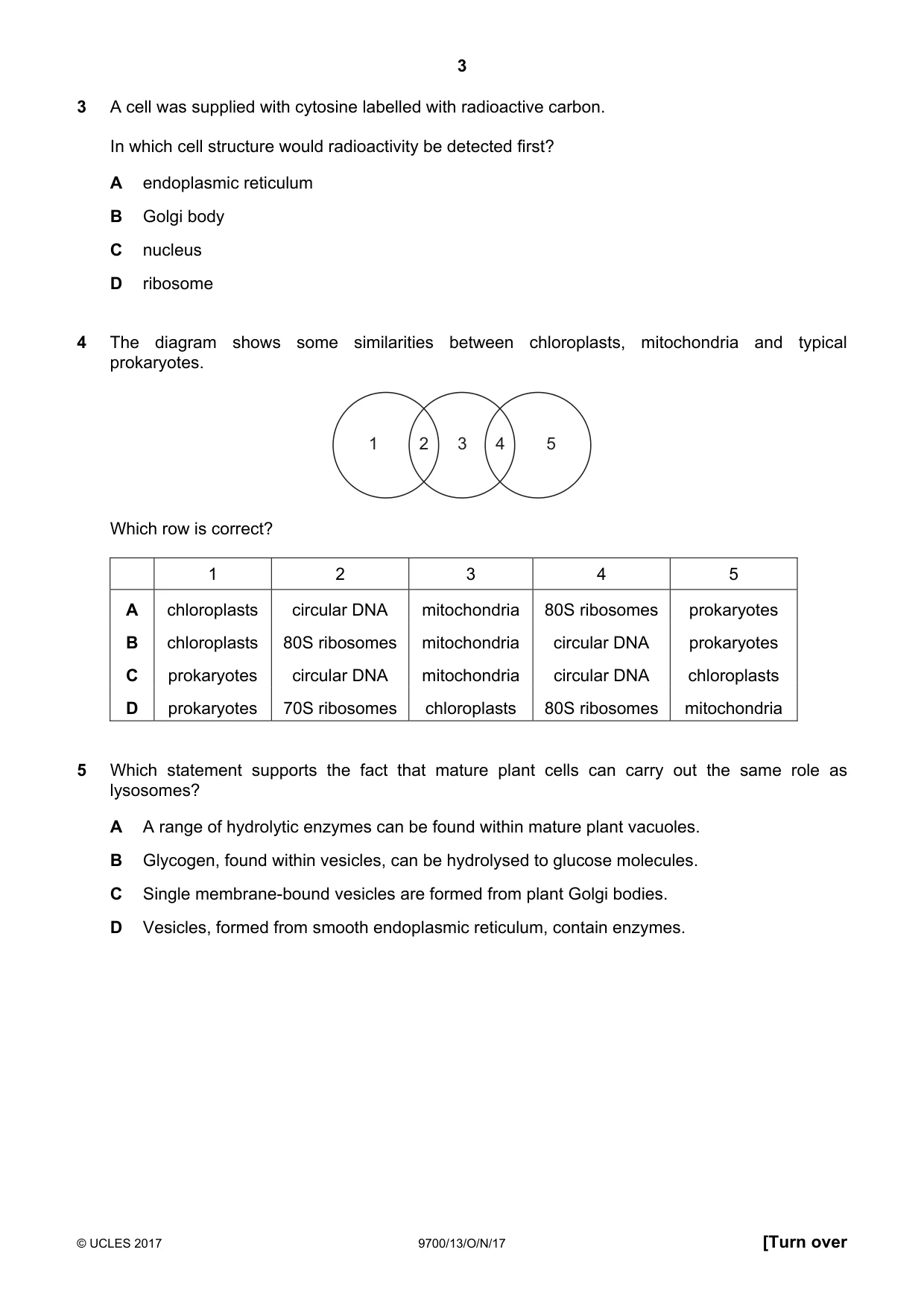 Cambridge A Level Biology 9700 2017 Oct/Nov Paper 1 · Variant 3 question paper, page 3 of 20