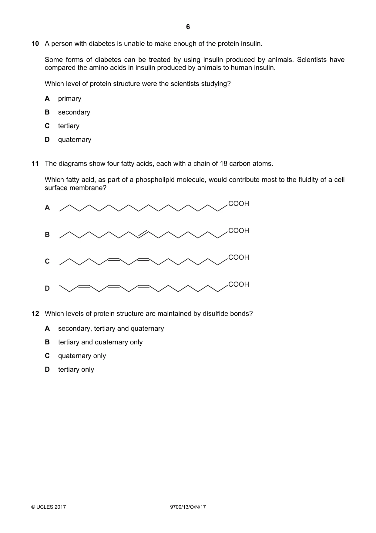 Cambridge A Level Biology 9700 2017 Oct/Nov Paper 1 · Variant 3 question paper, page 6 of 20
