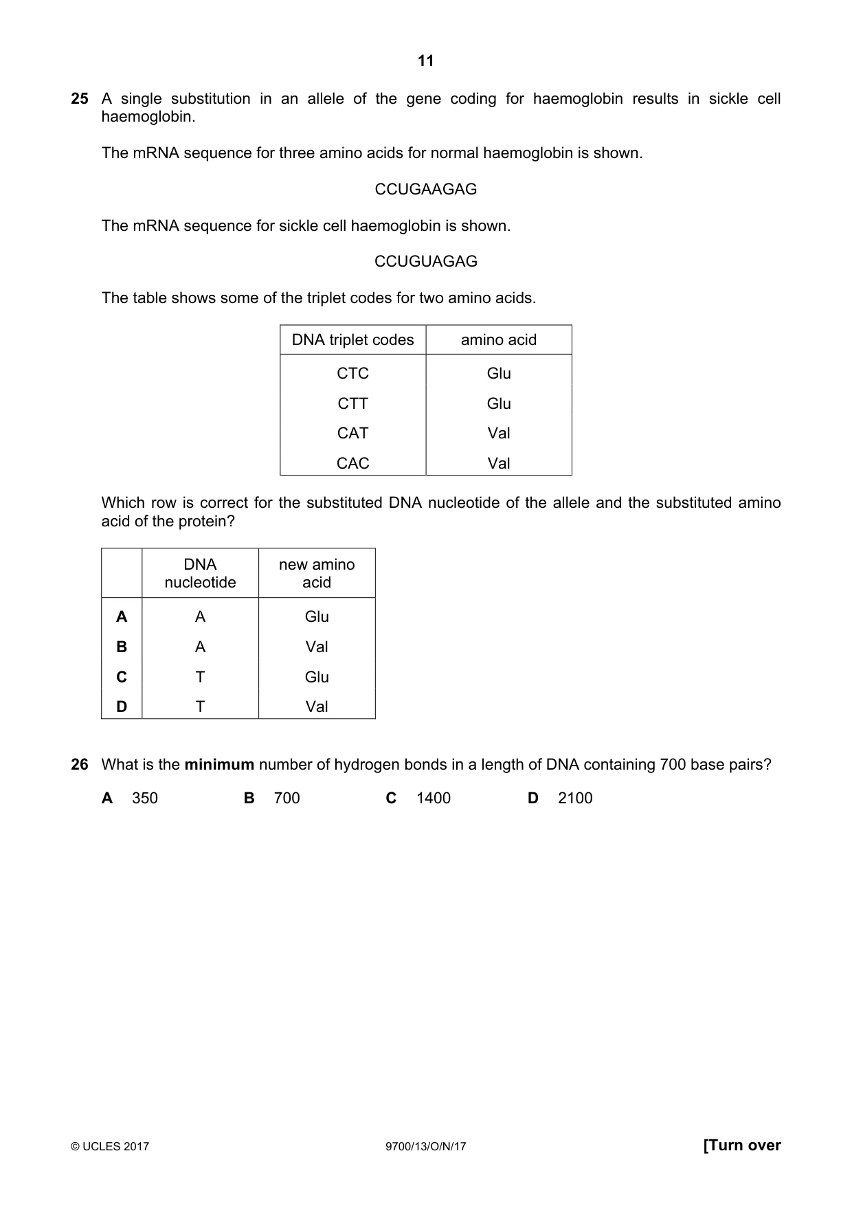 Cambridge A Level Biology 9700 2017 Oct/Nov Paper 1 · Variant 3 question paper, page 11 of 20