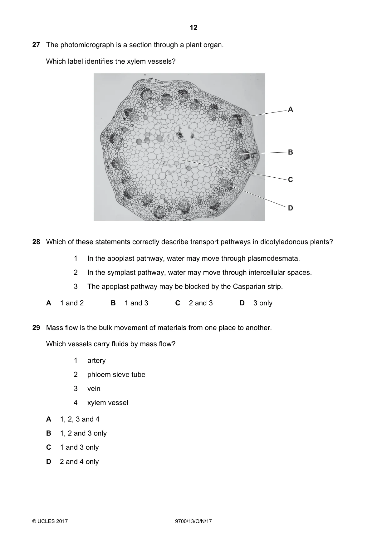 Cambridge A Level Biology 9700 2017 Oct/Nov Paper 1 · Variant 3 question paper, page 12 of 20