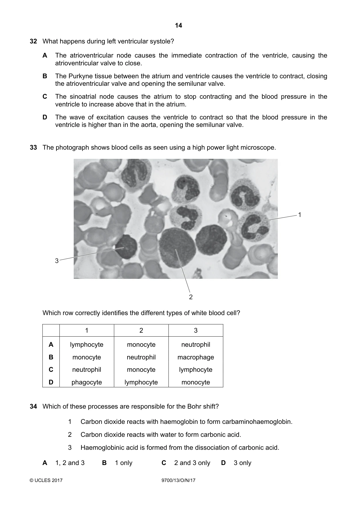 Cambridge A Level Biology 9700 2017 Oct/Nov Paper 1 · Variant 3 question paper, page 14 of 20