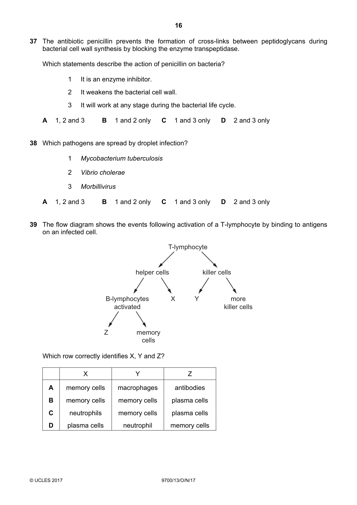 Cambridge A Level Biology 9700 2017 Oct/Nov Paper 1 · Variant 3 question paper, page 16 of 20