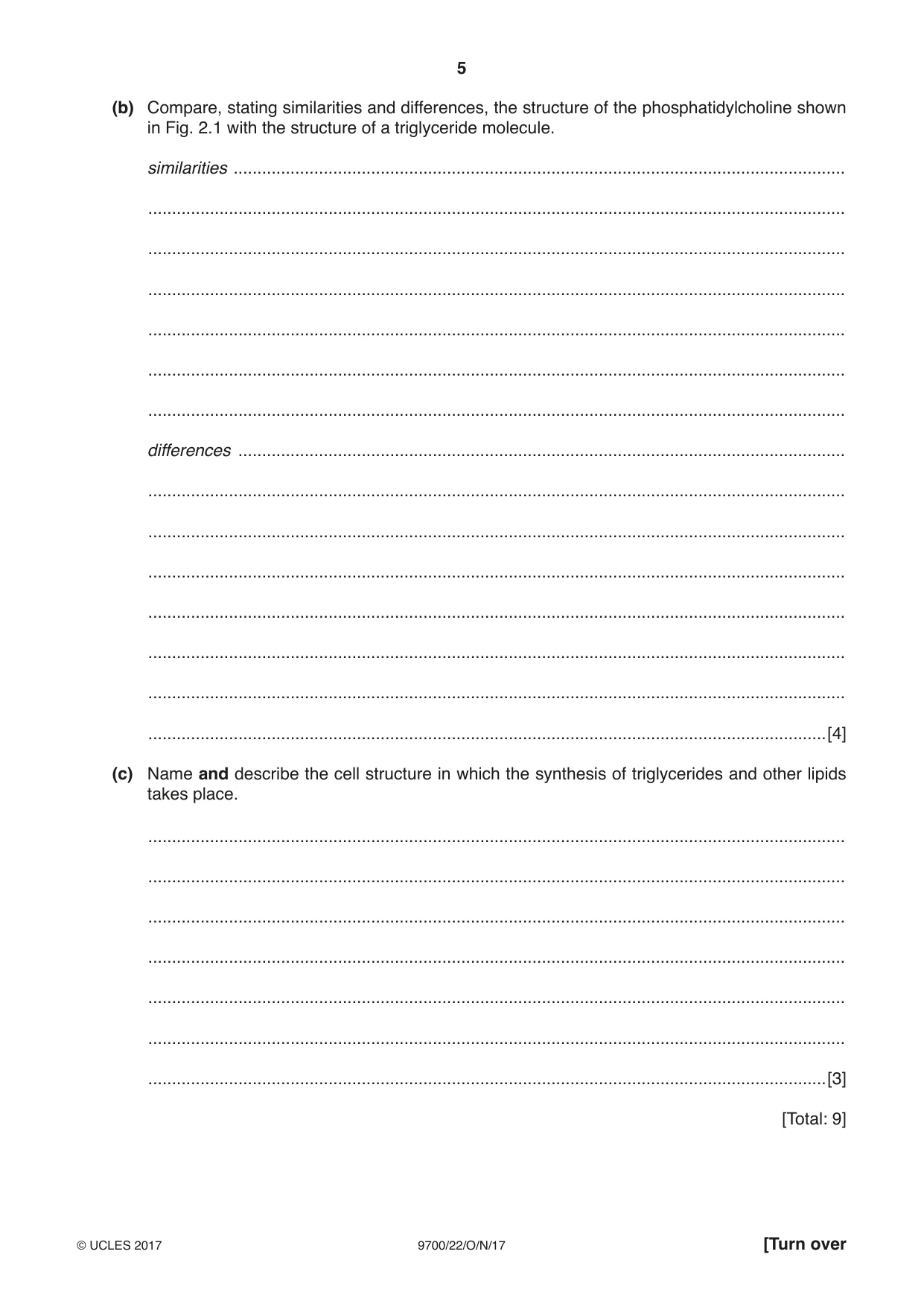 Cambridge A Level Biology 9700 2017 Oct/Nov Paper 2 · Variant 2 question paper, page 5 of 16